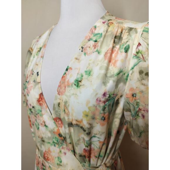 Alex Marie Floral Wrap Dress Midi Short Sleeve Cottage Boho - Picture 10 of 13
